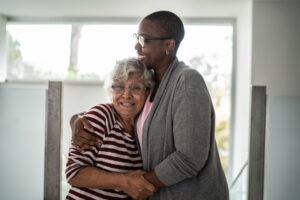 A woman who is aware of anxiety disorders in seniors watches for common signs in her older mother and knows how she can offer support.